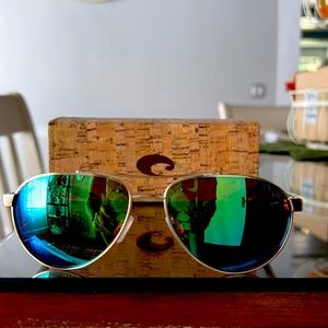 Authentic Costa Delmar Womens Sunglasses with green glass lenses